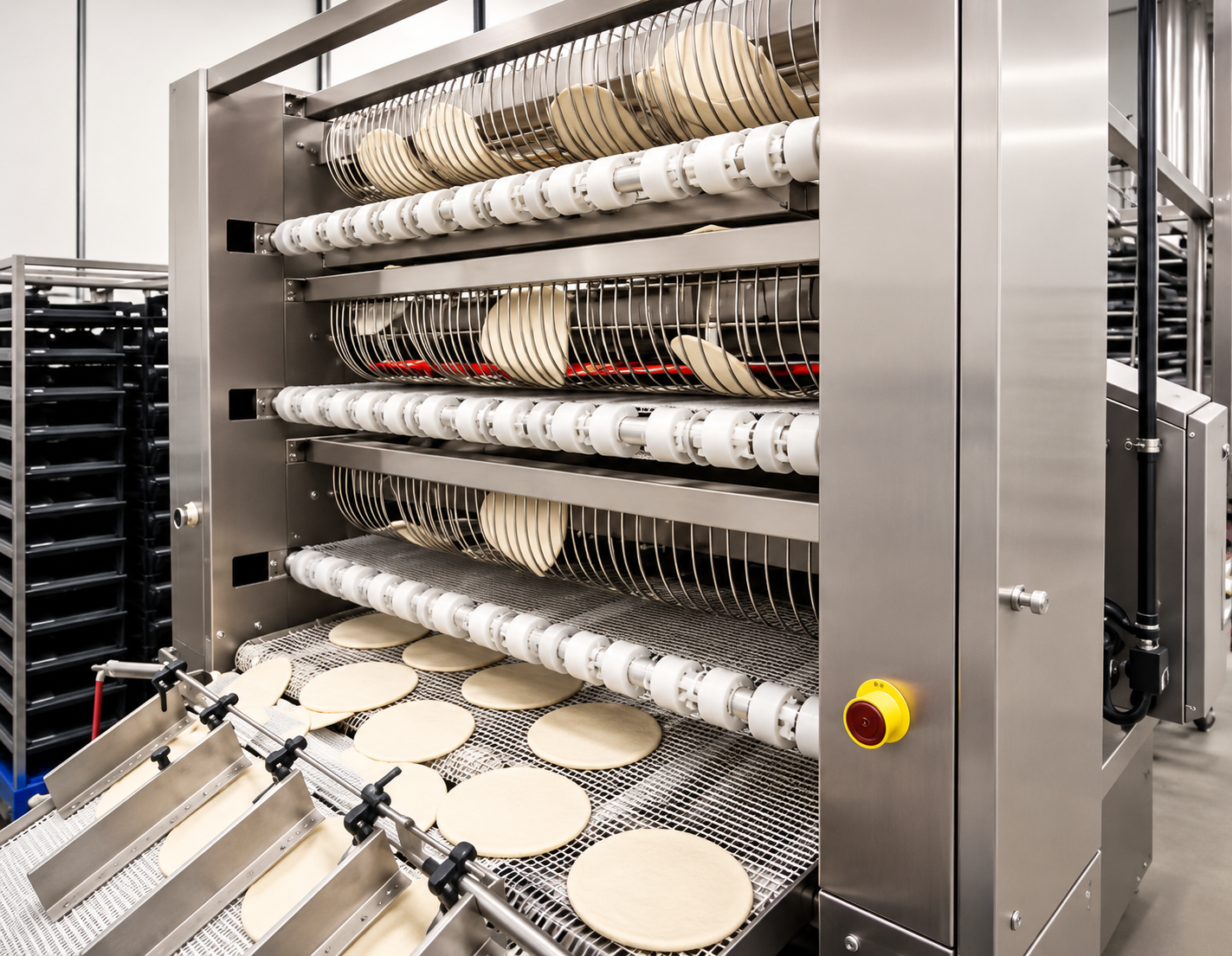 Linha industrial automática para pizza e tortilla